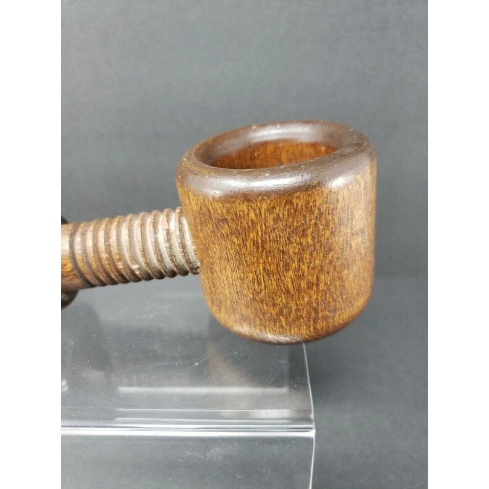 Nut Cracker Wooden Turn Screw Type Vintage Dark Solid Wood Collectible